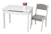 STOLIK BIAŁY SIWY DREWNIANY Z POJEMNIKIEM KRZESEŁKO ZESTAW DLA DZIECI MEBLE