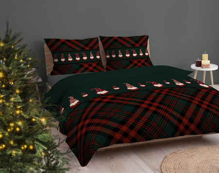 ŚWIĘTA ŚWIĄTECZNA POŚCIEL ELF ELFY ZIELONA KRATKA BAWEŁNA 160X200