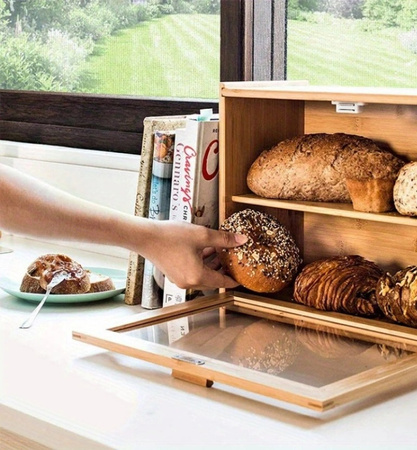 Chlebak bambusowy pojemnik żywność przyprawy półka szafka do kuchni deska
