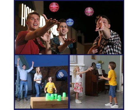 LATAJĄCA KULA BOOMERANG SPINNER LED UFO PIŁKA ŚWIECĄCA STEROWANA RĘKĄ