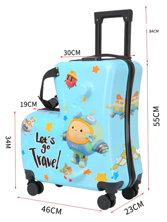 WALIZKA PODRÓŻNA JEŻDŻĄCA DZIECI KABINOWA JEŹDZIK BAGAŻ PODRĘCZNY KÓŁKACH