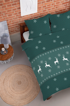 POŚCIEL ŚWIĄTECZNA ŚWIĘTA ZIELONA RENIFER FLANELA 160X200