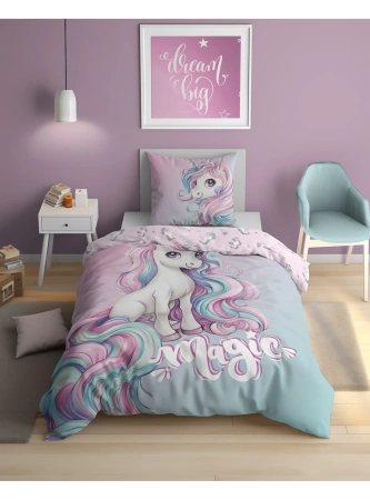 POŚCIEL 140x200 JEDNOROŻEC UNICORN dla dziecka dziecięca MŁODZIEŻOWA RÓŻOWA