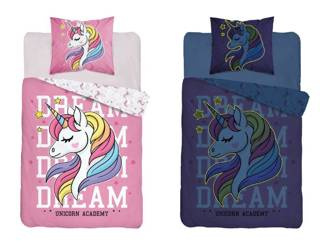 JEDNOROŻEC KONIK UNICORN POŚCIEL 160X200 ŚWIECI