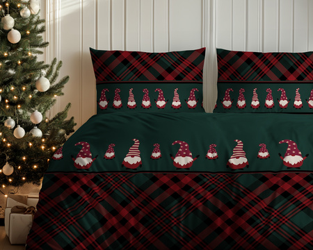 ŚWIĘTA ŚWIĄTECZNA POŚCIEL ELF ELFY ZIELONA KRATKA BAWEŁNA 160X200