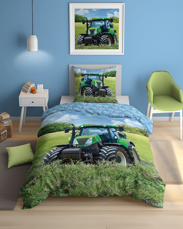TRAKTOR TRAKTORY WIEŚ FARMA POLE POŚCIEL ŚWIECĄCA ŚWIECI 140X200