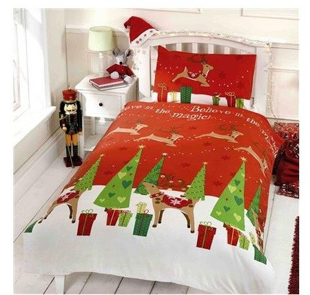 ŚWIĘTA ZIMA RENIFER PREZENT POŚCIEL 140X200
