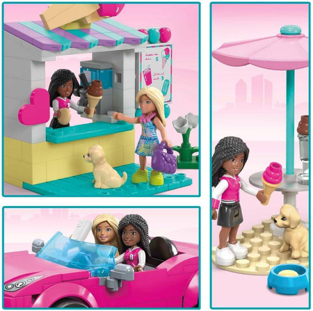 MEGA BLOKS KLOCKI BARBIE zestaw klocków KABRIOLET I STOISKO Z LODAMI