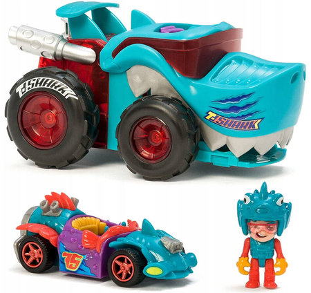 ZESTAW T-RACERS MEGA WHEELS T-SHARK FIGURKA ZESTAW WYŚCIGÓWKA WYRZUTNIA