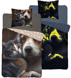 PIES KOT PIESEK KOTEK GOLDEN POŚCIEL ŚWIECĄCA ŚWIECI 140x200