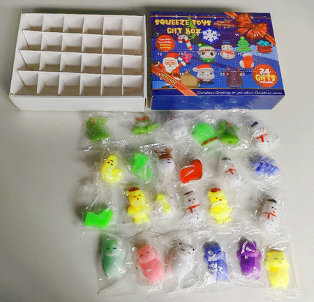 KALENDARZ ADWENTOWY DLA DZIECI GNIOTEK MOCHI SQUISHY GNIOTKI ŚWIĄTECZNE