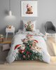 POŚCIEL ŚWIĄTECZNA BAWEŁNA KOTKI CHOINKA BOMBKI 160x200cm KOTEK 