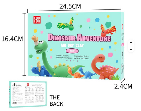 MASA PLASTYCZNA ZESTAW 6 SZTUK SUPER CLAY PIANKOLINA DINOZAURY