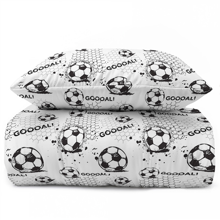 POŚCIEL DZIECIĘCA 160x200cm PIŁKA NOŻNA GOL FOOTBALL BIAŁA SZARA XOXO
