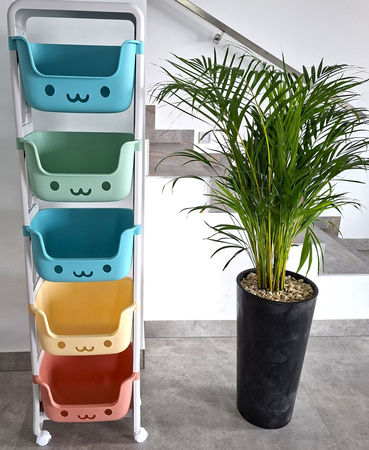 REGAŁ SZAFKA NA ZABAWKI PLASTIKOWY ORGANIZER 5X POJEMNIKI KÓŁKACH DZIECI