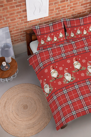 POŚCIEL ŚWIĄTECZNA ŚWIĘTA CZERWONA KRASNAL KRATA BAWEŁNA FLANELA 160X200