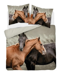 KOŃ KONIE BRĄZOWY NATURA KOMPLET POŚCIELI POŚCIEL BAWEŁNA 220X200