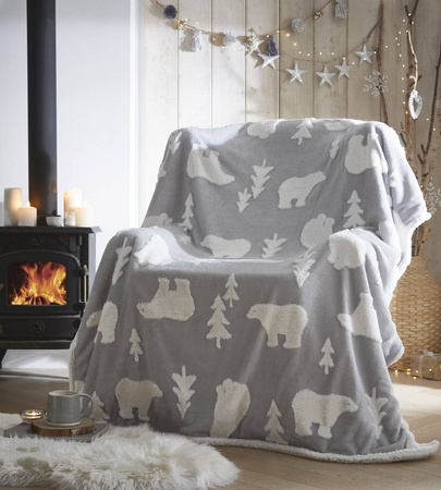 Święta Mikołaj Miś CIEPŁY KOC świąteczny Pled