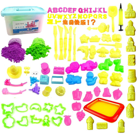 PIASEK KINETYCZNY 2 KG PIASKOWNICA FOREMKI 100 SZT