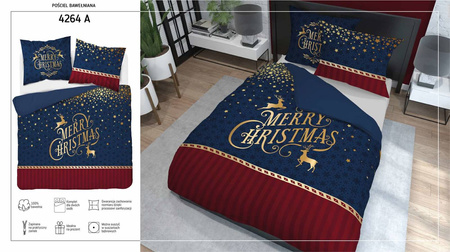 POŚCIEL ŚWIĄTECZNA ŚWIĘTA RENIFERY 160X200 BAWEŁNA