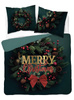 ŚWIĘTA ŚWIĄTECZNA POŚCIEL CHOINKA STROIK MERRY ZIELONA BAWEŁNA 220X200