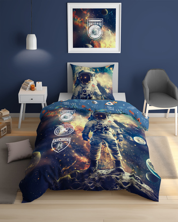 POŚCIEL DZIECIĘCA MŁODZIEŻOWA ASTRONAUTA 160x200cm KOSMOS PLANETY NASA