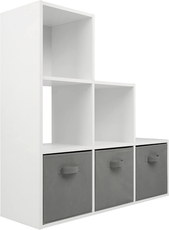 DREWNIANY BIAŁY SIWY SZARY REGAŁ POJEMNIKI PÓŁKA ORGANIZER DLA DZIECI MEBEL