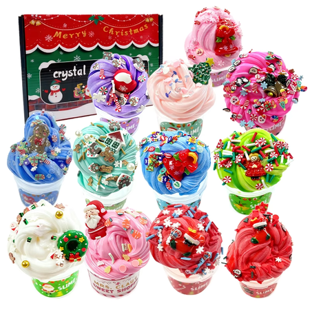 SLIME 12 SZT ŚWIĄTECZNY ZESTAW DLA DZIECI DIY KALENDARZ ŚWIĘTA OZDOBY