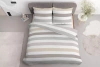 Pościel satynowa 160x200 Biała Kremowa Szara Pasy 5053A Home Satin