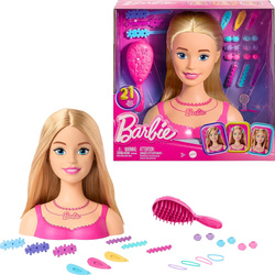 LALKA BARBIE GŁOWA DO STYLIZACJI + 20 akcesoriów do stylizacji włosów HMD88