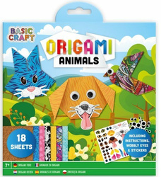 Zestaw do origami ZWIERZĘTA 18 wzorów + naklejki papier origami wyklejanka