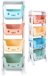 REGAŁ SZAFKA NA ZABAWKI PLASTIKOWY ORGANIZER POJEMNIK NA KÓŁKACH DLA DZIECI