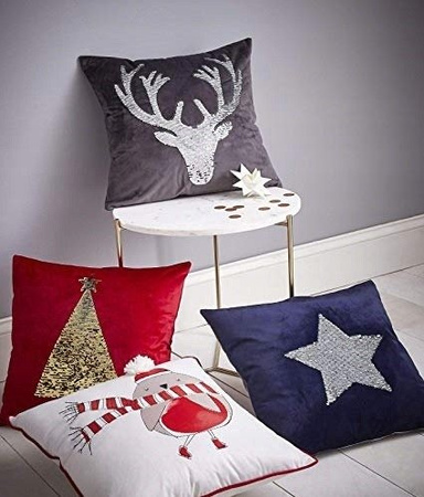 PODUSZKA ŚWIĄTECZNA ŚWIĘTA GWIAZDA CEKINY GRANAT