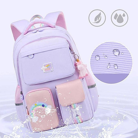 JEDNOROŻEC PLECAK SZKOLNY TORNISTER 1-3 BRELOK ODBLASKI KIESZONKA NA BIDON