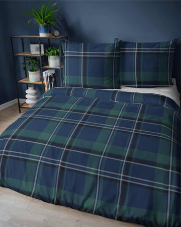 ŚWIĘTA ŚWIĄTECZNA POŚCIEL KRATA KRATKA NIEBIESKA ZIELONA BAWEŁNA 220X200