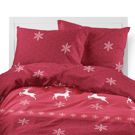 POŚCIEL ŚWIĄTECZNA ŚWIĘTA CZERWONA RENIFER FLANELA 220X200