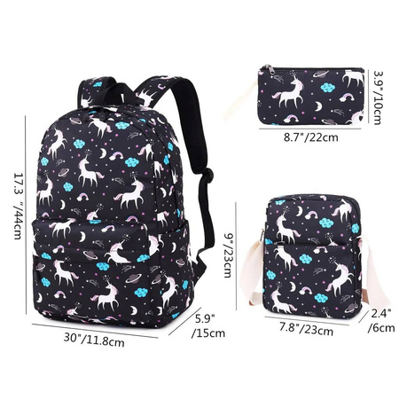 JEDNOROŻEC PLECAK SZKOLNY TORBA PIÓRNIK 3W1