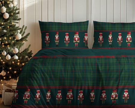 POŚCIEL ŚWIĄTECZNA ŚWIĘTA DZIADEK ŻOŁNIERZYK ZIELONA KRATA BAWEŁNA 220X200