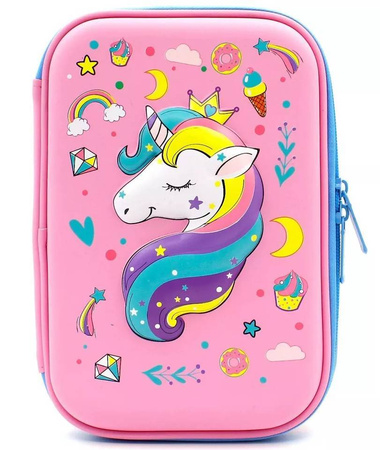 TĘCZOWY PLECAK SZKOLNY + PIÓRNIK 3D JEDNOROŻEC 1-3