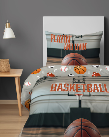 POŚCIEL DZIECIĘCA MŁODZIEŻOWA KOSZYKÓWKA 140x200cm NBA BASKETBALL PIŁKA
