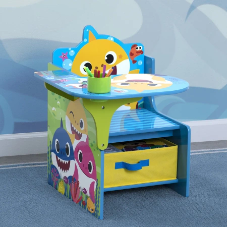 BABY SHARK BIURKO STOLIK SKRZYNIA REKIN DZIECI MEBLE KUBEK ORGANIZER