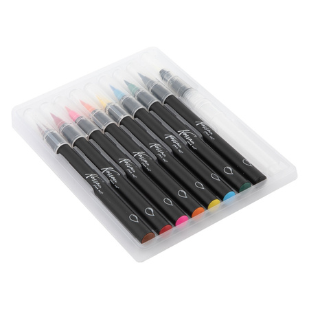 MARKERY AKWARELOWE MAZAKI FLAMASTRY PISAKI PĘDZELKOWE WODNE ZESTAW 8 szt