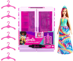 BARBIE SZAFA MARZEŃ NA UBRANKA GARDEROBA DLA LALKI  WIESZAKI + LALKA MATTEL