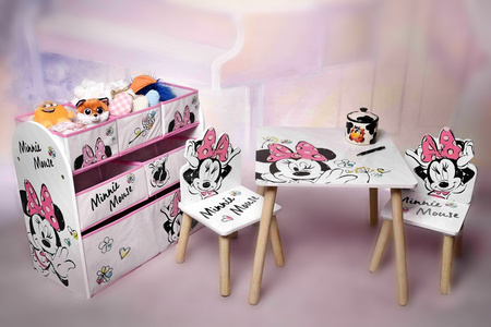 DISNEY MYSZKA MINNIE MIKI MINI BIAŁY STÓŁ STOLIK 2 KRZESŁA DLA DZIECI MEBLE