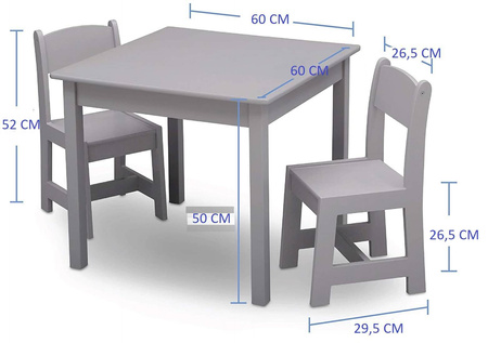 BIAŁY STOLIK DREWNIANY STÓŁ 2 KRZESEŁKA DLA DZIECI MEBLE