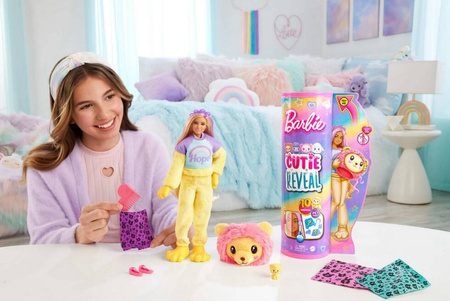 LALKA BARBIE MATTEL CUTIE REVEAL LEW SERIA SŁODKIE STYLIZACJE HKR06