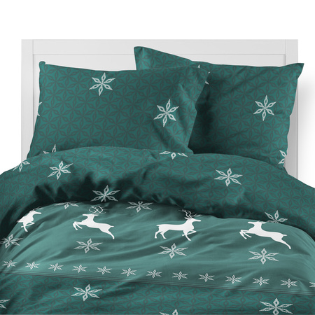 POŚCIEL ŚWIĄTECZNA ŚWIĘTA ZIELONA RENIFER FLANELA 160X200