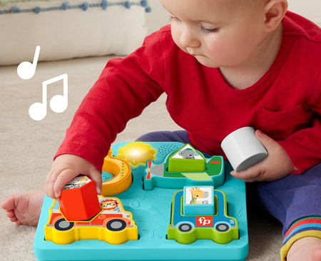 FISHER PRICE UKŁADANKA INTERAKTYWNA PUZZLE Pojazdy i kształty +9m