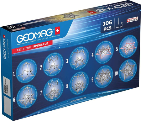KLOCKI MAGNETYCZNE GEOMAG SILVER 106 EL ZESTAW