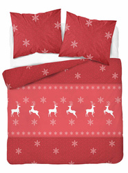 POŚCIEL ŚWIĄTECZNA ŚWIĘTA CZERWONA RENIFER FLANELA 220X200